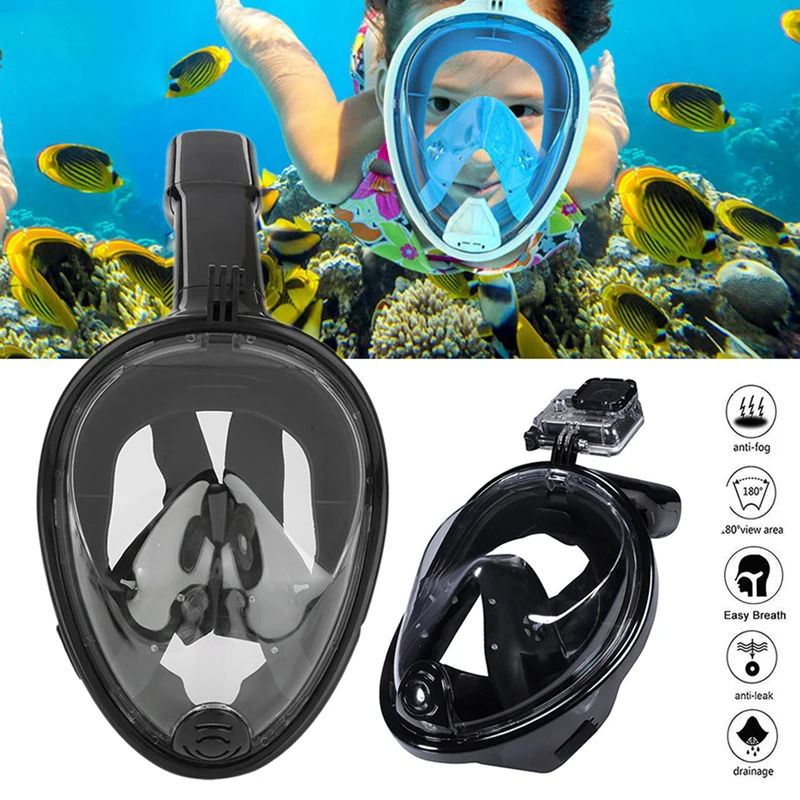 Полнолицевая маска для дайвинга подводного плавания снорклинга с креплением для экшен-камеры