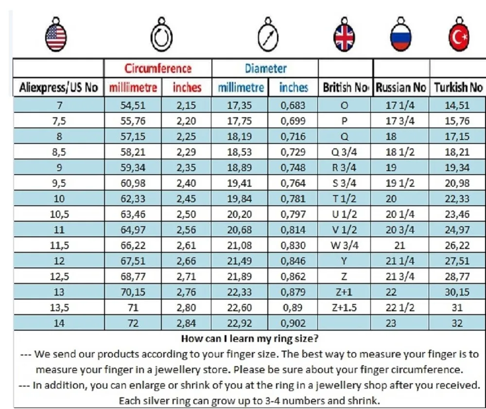 International Ring Size Chart - Etsy