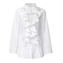 Shirts Women Blouse Tops Chic-Tunic Blusas Long-Sleeve Office ZANZEA Ruffles Elegant