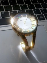 Reloj de pulsera de cuarzo para mujer, accesorio de marca superior de lujo, con esfera de oro