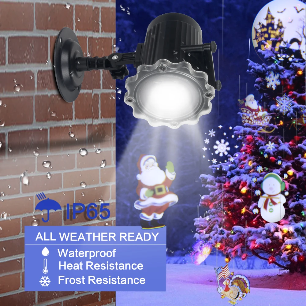Dynamic 12 Patterns Santa Claus Christmas Laser Projector Indoor Outdoor Animation Effect Snowflake Snowman Projector Remote