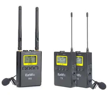 

EzMic 100 Channel Dual Channel UHF Professional Wireless Lavalier Microphone Compatible with DSLR Camera Camcorders Phones