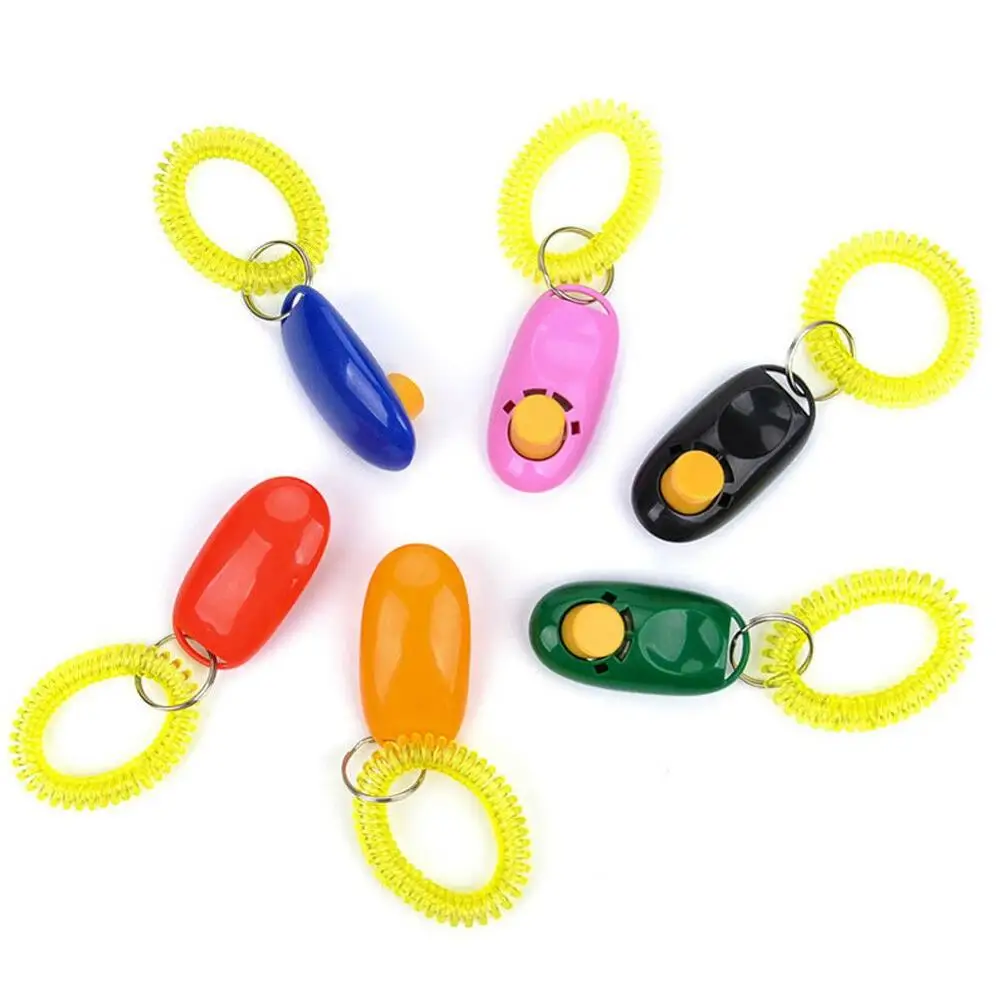 10 PCs/Pack Button Click Clicker Trainer Training for Pet Dog Agility Obedience Aid Wrist Strap 0-20kg NF