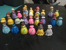 24 unids/set 5-8cm de princesa de Disney juguetes Snow White Sofía Belle Cenicienta Alice Anna dormir belleza vestido cambiante regalo