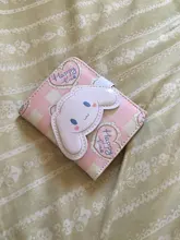 Cartera de cuero con broche para mujer, cartera pequeña con broche de piel sintética a cuadros con forma de oso y conejo, tarjetero, monedero corto de Lolita para estudiantes