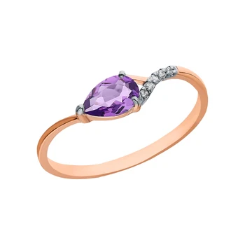 

Gold ring with amethyst and cubic zirconia sunlight sample 585 test