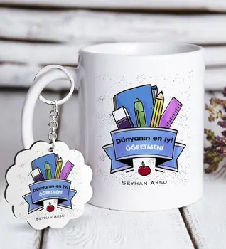 

Personalized World Best Teacher White Mug and Keychain Gift Seti-23