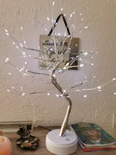 LED Night Light Mini Christmas Tree Copper Wire Garland Lamp For Home Kids Bedroom Decor