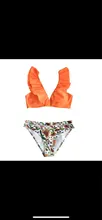 Bikini-Sets Biquinis Bathing-Suit CUPSHE Swimwear Women Orange Floral-Bottom Two-Pieces