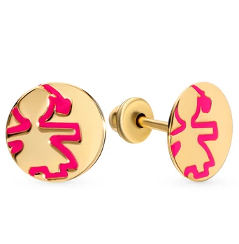 

Gold earrings with enamel sunlight sample 750