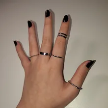 KISSWIFE-Juego de 8 anillos de color dorado para mujer, diseño redondo simple, hecho a mano, anillo geométrico, regalos de joyería para mujer