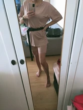 Conjuntos sólidos informales para mujer, traje de dos piezas con cinturón, chándales deportivos holgados para el hogar, traje de bicicleta de ocio a la moda para verano