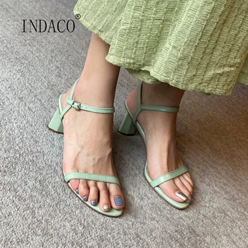 

Women Sandals Leather High Heels White Sandals for Women 2020 New Arrival 6cm