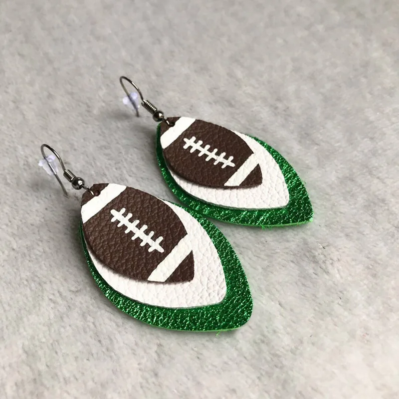 

three layers leather team color football earrings three layers hand painted both solid