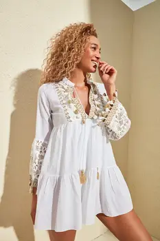 

Trendyol Embroidered Tassel Detail Voile Dress TBESS20EL0862