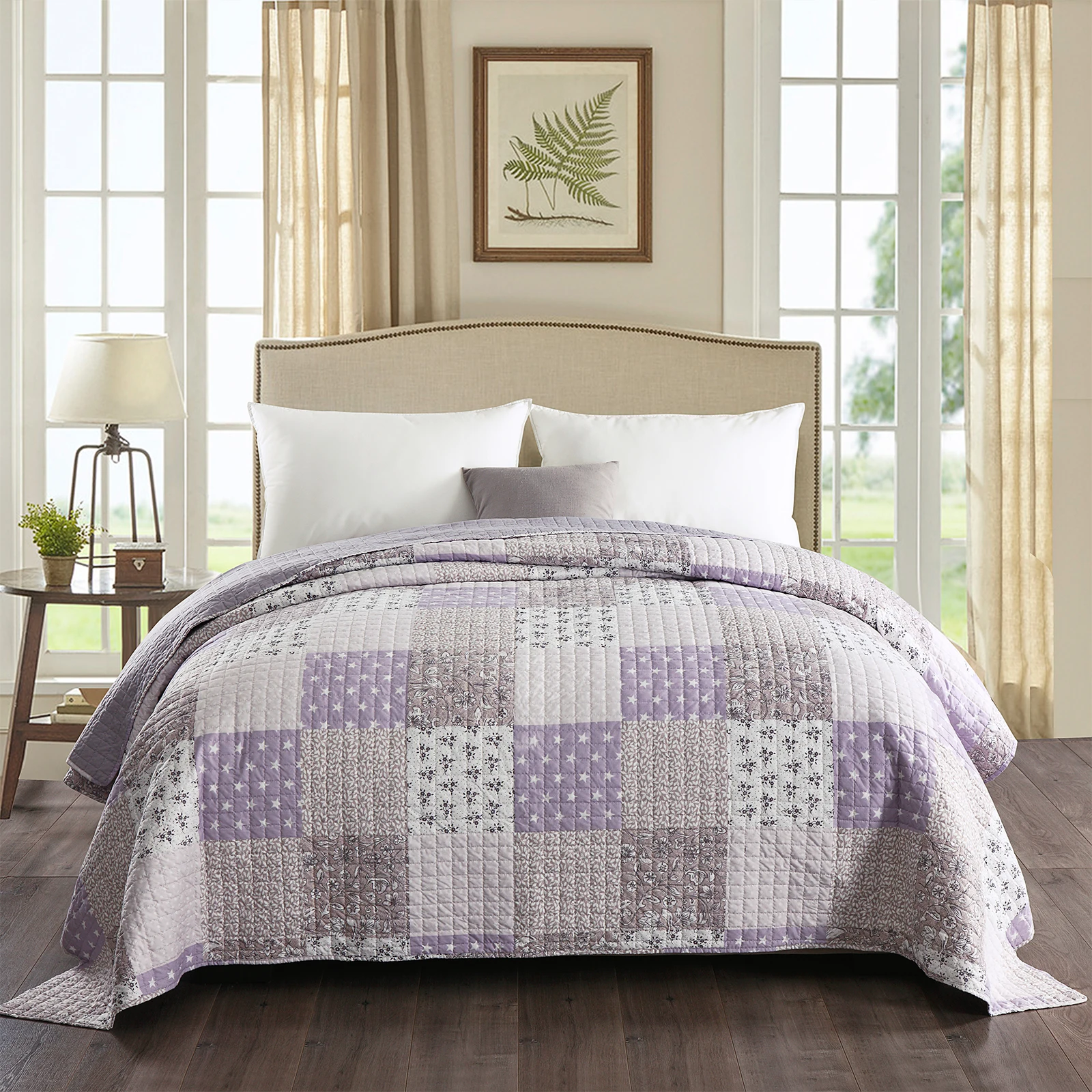 1PC Colorful Quilt Bedspread Patchwork Reversible Design Bedspread Quilted Blanket Double Bed Padded Quilted Home Textiles 1