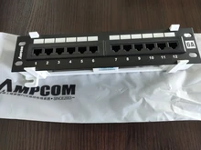 AMPCOM-Panel de 12 puertos Cat6A / Cat6/ Cat5E UTP, Mini parche con soporte de pared incluido, negro