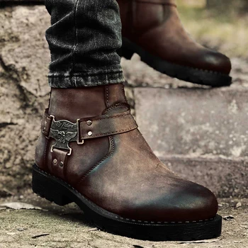 

Falcon By Leather Harley Model Brown 100 Quality Casual Stylish Men 'S Boots