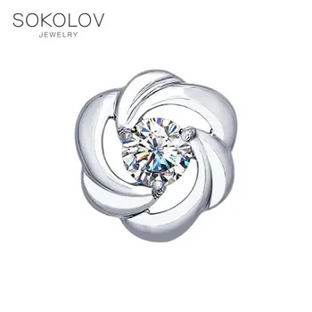 

SOKOLOV suspension of silver with phianite fashion jewelry 925 women's male, pendants for neck women