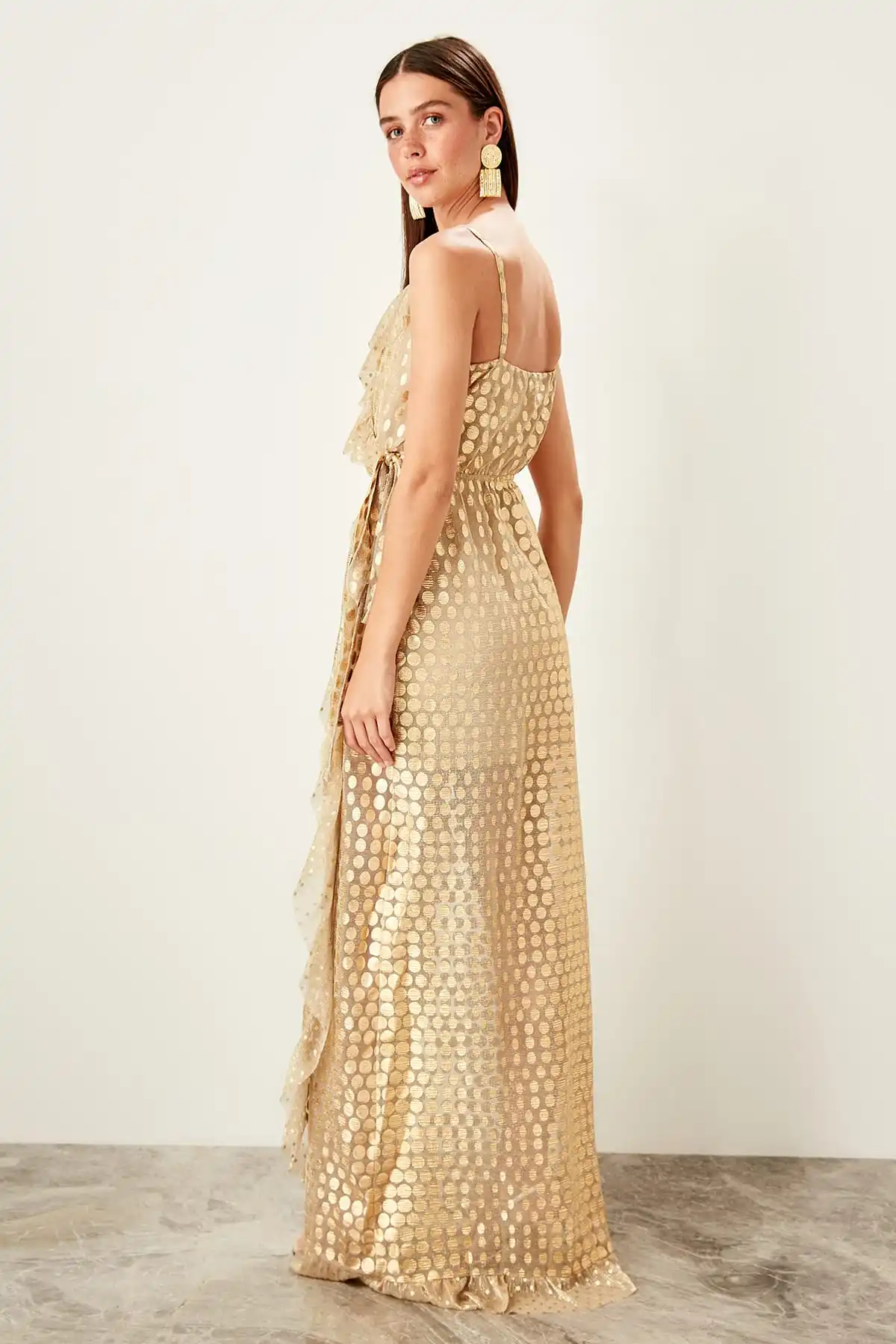 Trendyol вечернее платье в горошек TPRSS19AE0062
