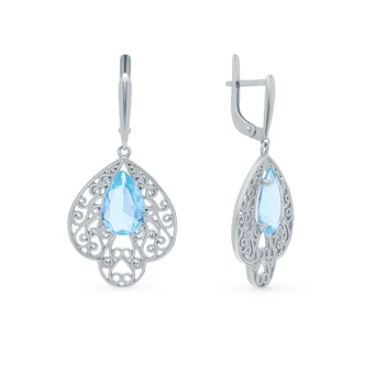 

Silver earrings with quartz synthetic sunlight sample 925