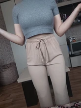 Suave comodidad pantalones de las mujeres de 2021 nueva Alta cintura pantalones verano Pantalones Mujer Pantalones de seda de hielo-tobillo longitud pantalones largos de Mujer Pantalones