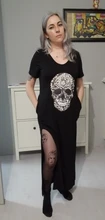 Vestido de verano Punk de manga corta suelto, calavera, abertura lateral