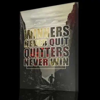 

1 Piece printed Painting WINNERS NEVER QUIT Framed Canvas Wall Art