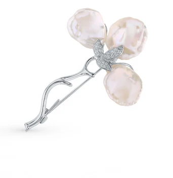 

Silver brooch with cubic zirconia and pearls sunlight sample 925