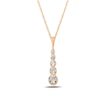 

Angemiel 925 Sterling Silver Zircon Necklace-Rose Gold Plated