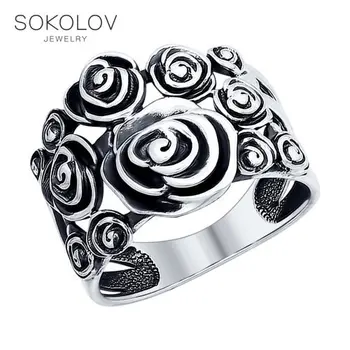 

SOKOLOV Ring silver nielloed, fashion jewelry, 925, women's male