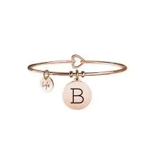 

KIDULT-316L STAINLESS STEEL AND CRYSTAL PENDANT WITH LETTER B AND PVD ROSE'-COD 731014B SIMBOLS