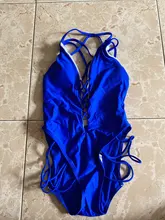 Bañador de una pieza para mujer, traje de baño Bandage con cuello de pico, Bikini cruzado, sujetador acolchado Push-up, ropa de baño unicolor