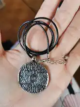 Chain Necklace Viking Jewelry Amulet Norse Talisman Big Pendant Stainless-Steel Round