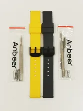 Anbeer-Correa de reloj de goma para hombre, 14mm, 18mm, 20mm, 22mm, 24mm, pulsera de repuesto de liberación rápida, de silicona deportiva negra