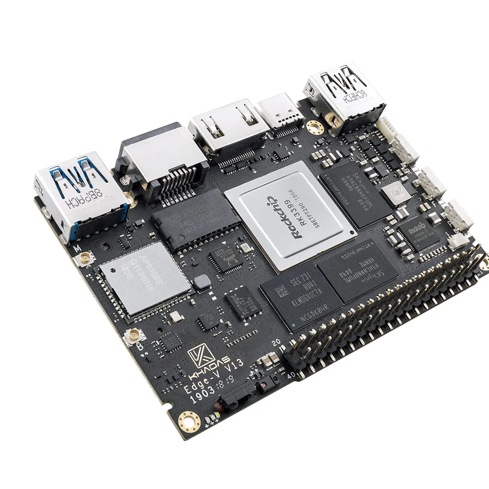 Smartfly Khadas Edge-V Rockchip RK3399 ARM SBC/одноплатный компьютер 4 Гб LPDDR4 128 ГБ EMMC поддержка Linux Ubuntu Debian Android