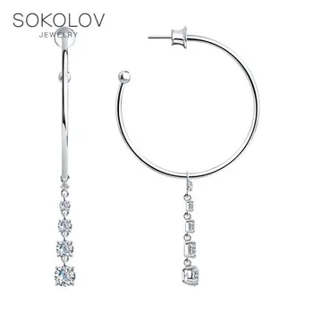 

Drop Earrings with stones SOKOLOV from silver with cubic zirkonia fashion jewelry 925 women's/men's, male/female, long earrings, women's male