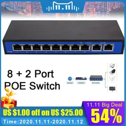 Comutador poe ethernet profissional, dispositivo de rede poe com 8 câmeras ip, 5.6gbps, energia sobre ethernet