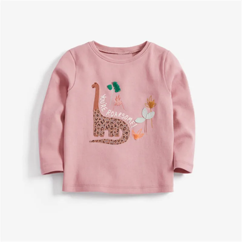 

Spring T shirt For baby Long Sleeve Autumn kids Embroidery t-shirts Girls Dinosaur cutie t-shirts clothes