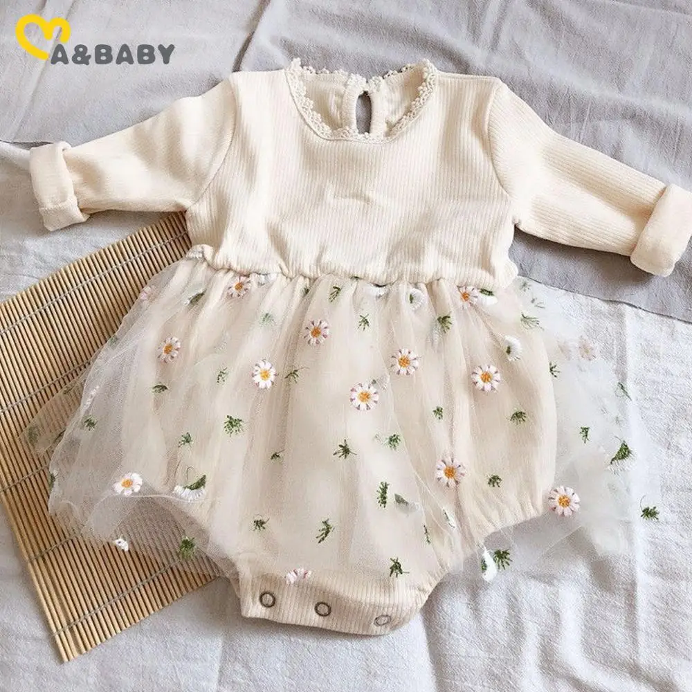 Детский кружевной комбинезон Ma & Baby трикотажный из тюля для новорожденных