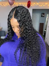 Wigirl-pelucas de cabello humano con malla Frontal para mujer Peluca de cabello humano brasileño con ondas profundas de 28 a 30 pulgadas, rizadas con agua, cierre 4x4, color negro