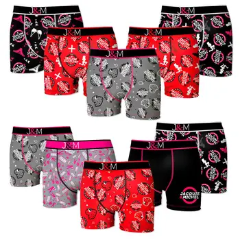 

Pack of 5/10 men's JACQUIE & MICHEL Merci printed briefs in polyester and elastane