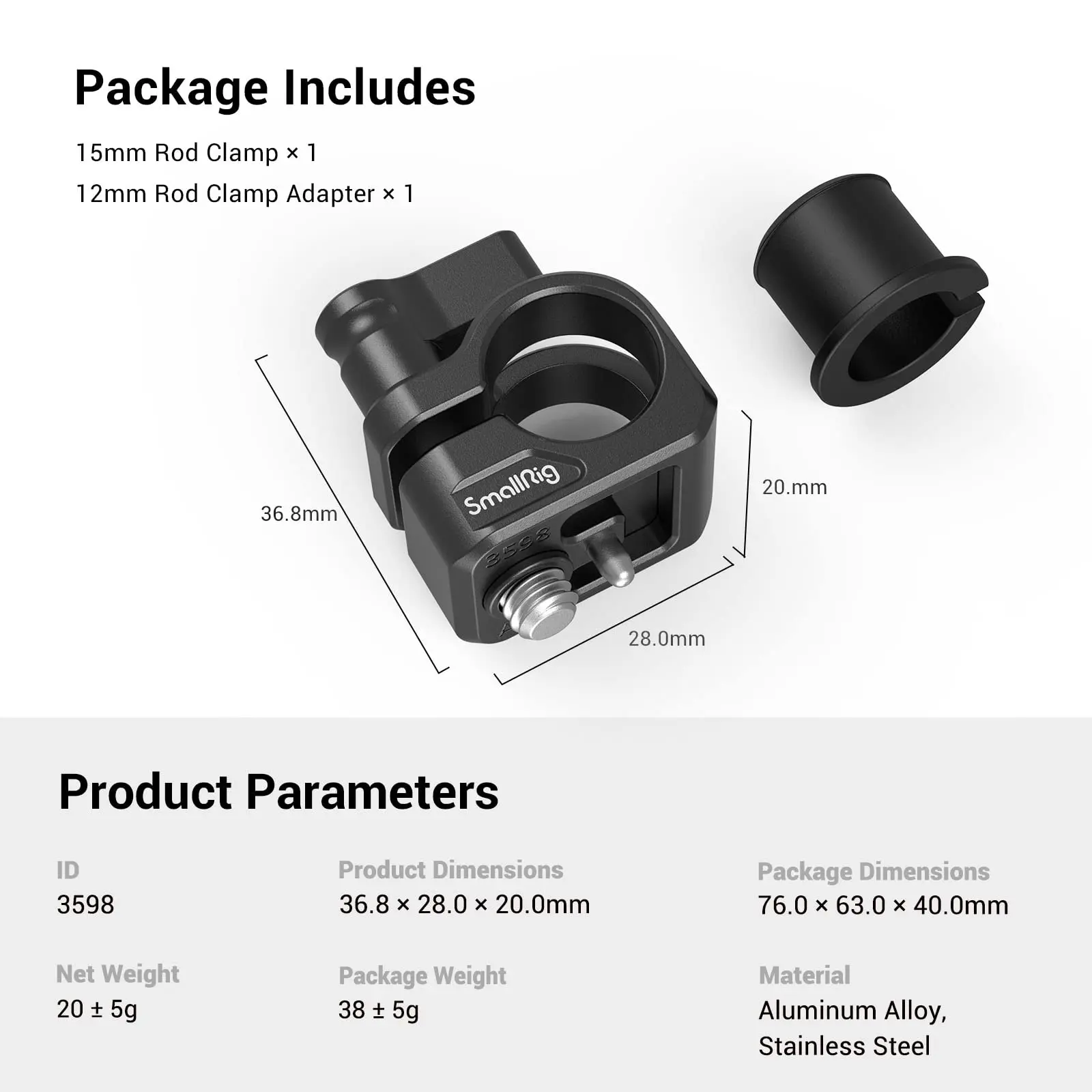 12mm/15mm Single Rod Clamp For Cage To Provide a Follow Focus Solution Compatib
