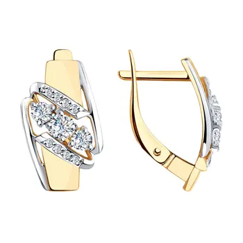 

Sokolov drop earrings with stones in gold with cubic zirconia, fashion jewelry, 585, women's male, long earrings