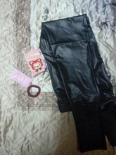 Fitness Leggings Push-Up-Light Faux-Leather Black Sexy High-Waist Plus-Size Women Casual