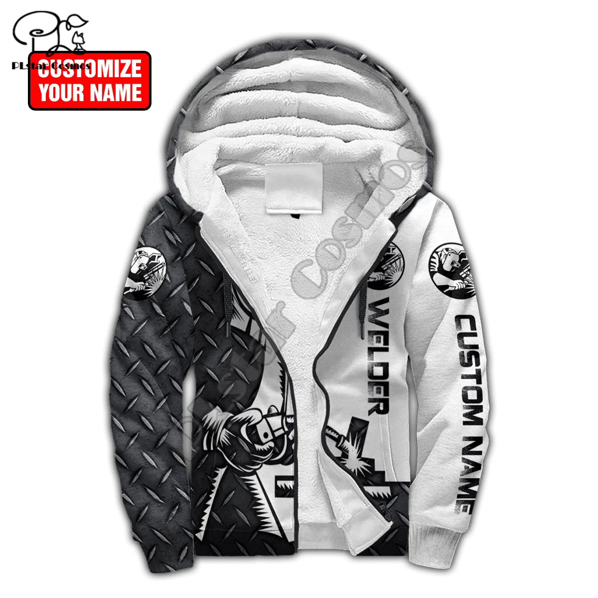 PLstar Cosmos Welder Worker 3D Printed Fashion Winter Clothing Casual Warm Hood Thick Coat Zipper Man Fleece Hoodies Jacket W15
