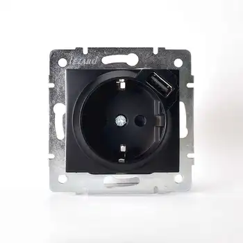 

Mechanism socket 1st SP Karina 16A with Z/K + USB connector black. Velvet Lezard 707-4288-181