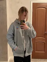 Sudadera de gran tamaño con cremallera para mujer, ropa de calle holgada de manga larga, chaqueta de estilo coreano, tops con cremallera para mujer, Sudadera con capucha negra 2020