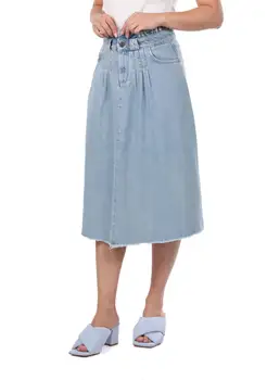 

Blue White Women Jeans Skirt