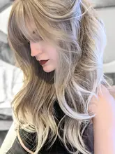 EASIHAIR-Peluca de cabello ombré ondulado para mujer afroamericana, cabellera artificial larga con flequillo, color gris, resistente al calor